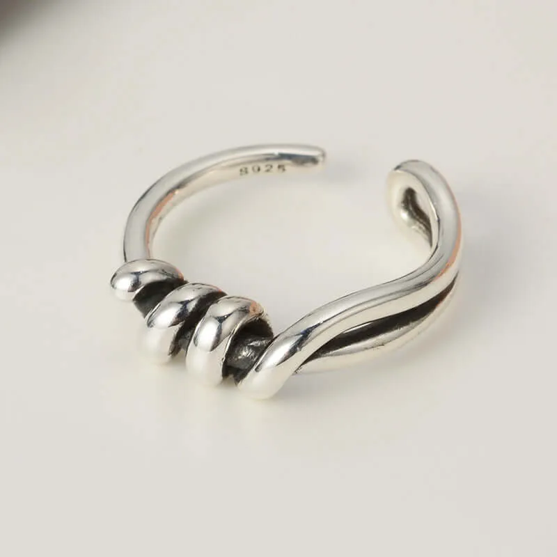 Geometric Sterling Silver Line Wrap Band Ring