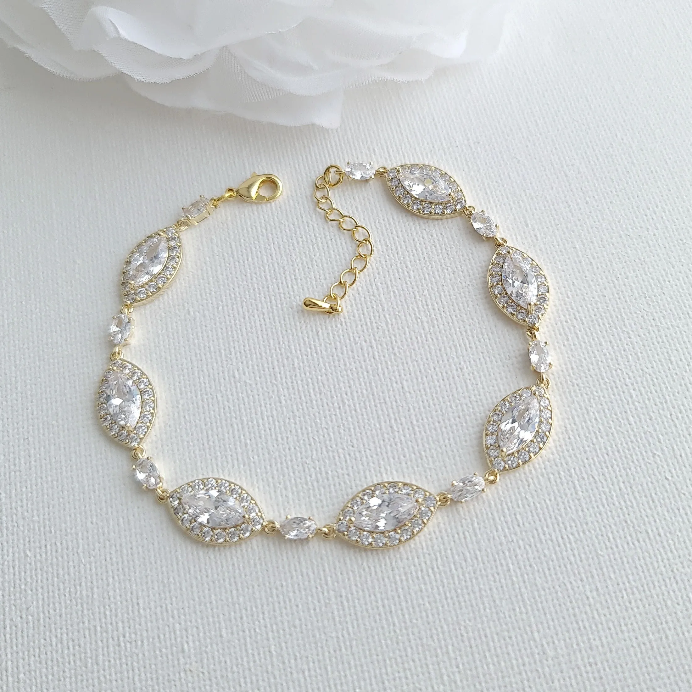 Gold Bracelet Set with Long Earrings- Harriet