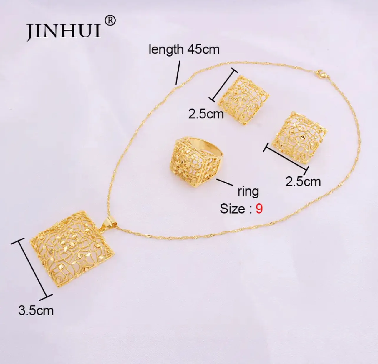 Gold color Jewelry sets Ethiopia women African Party wedding gifts Necklace Earrings ring S3972242