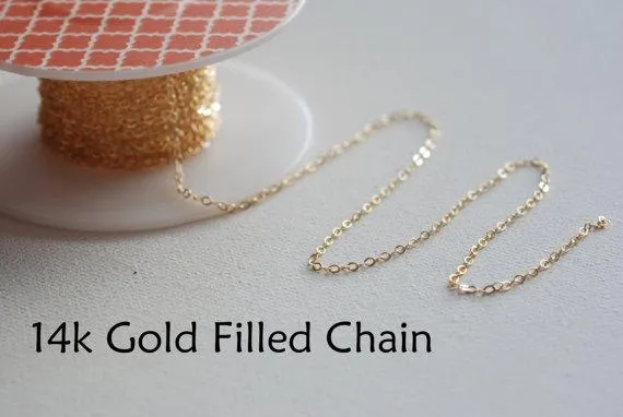 Gold Filled Finished Chain, Finished Necklace Chain, Gold Flat Chain, 1.3mm width Chain, Rose Gold Finished Chain, Sterling Silver Necklace