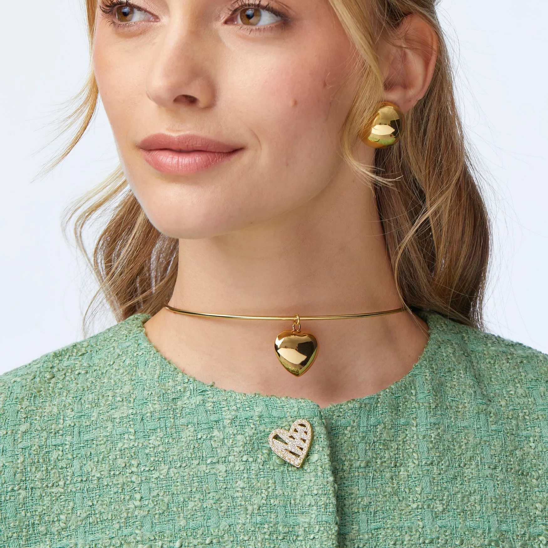 GOLD HEART CHOKER NECKLACE