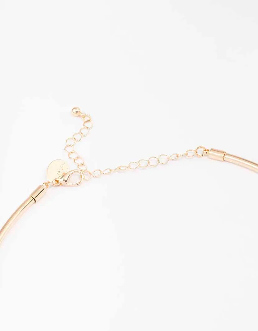 Gold Oval Facet Stone Choker