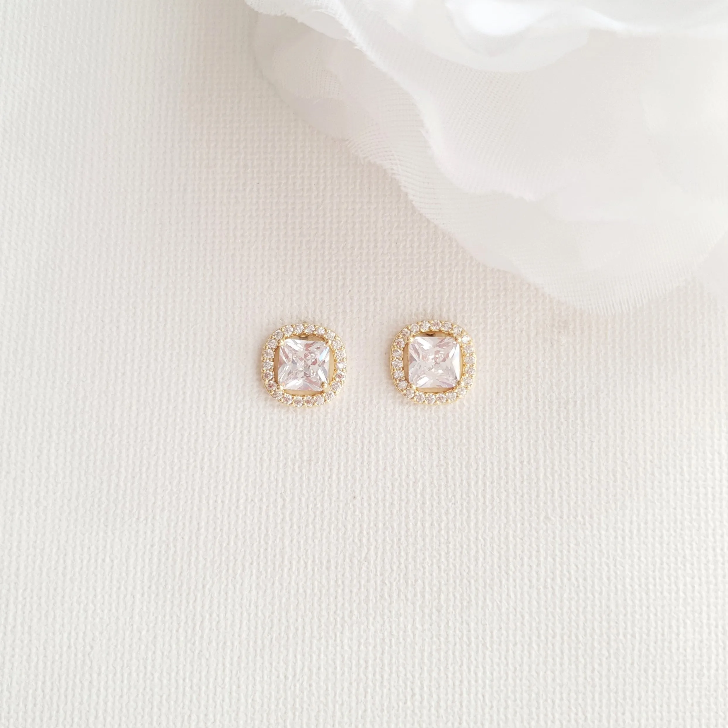 Gold Stud Earrings for Bridal Party-Piper