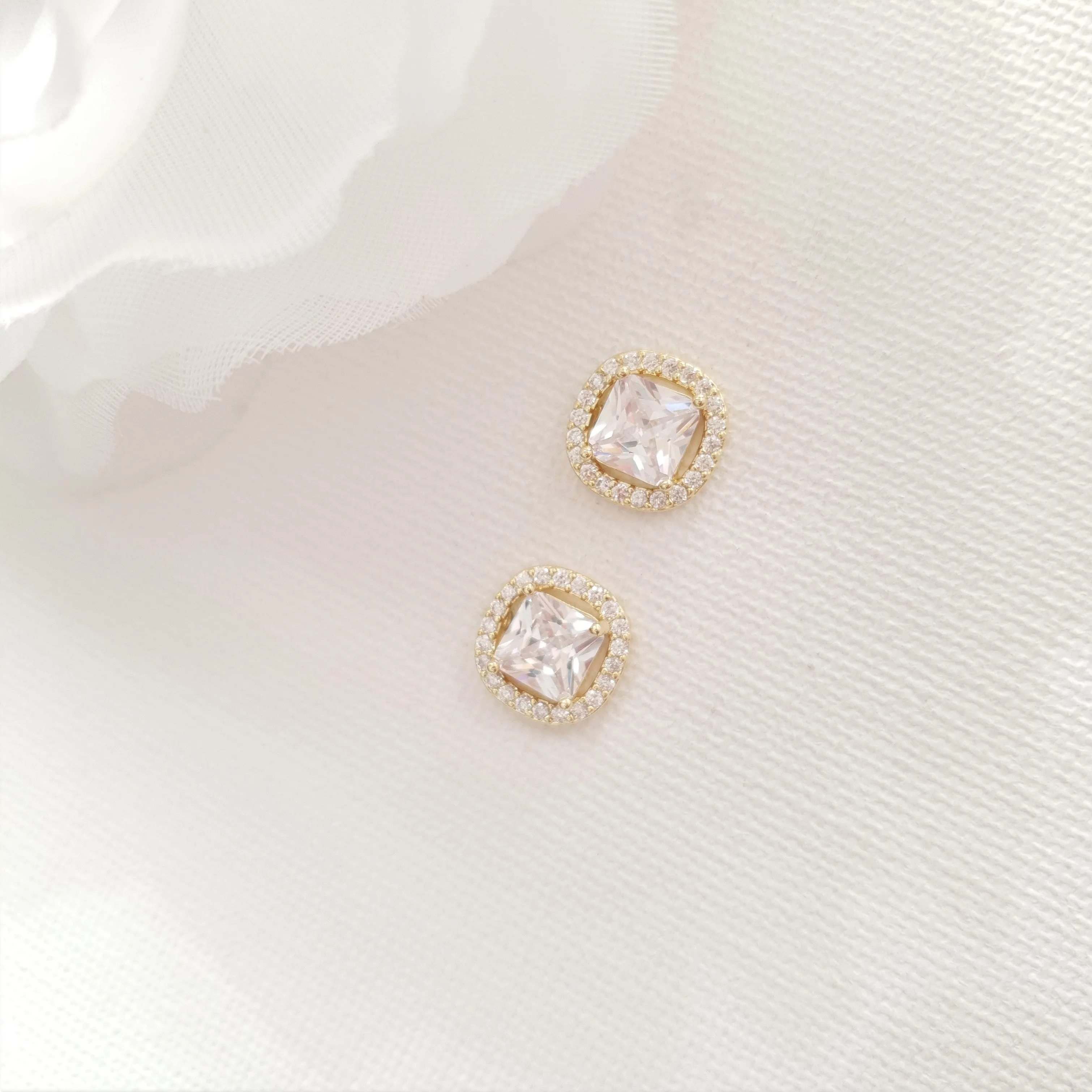 Gold Stud Earrings for Bridal Party-Piper