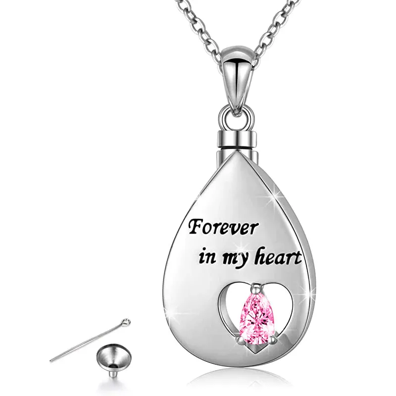 Heart Teardrop Urn Cremation for Ashes Memorial Keepsake 925 Sterling Silver Pendant Necklace for Women Men