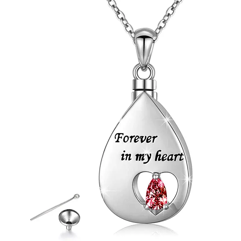 Heart Teardrop Urn Cremation for Ashes Memorial Keepsake 925 Sterling Silver Pendant Necklace for Women Men