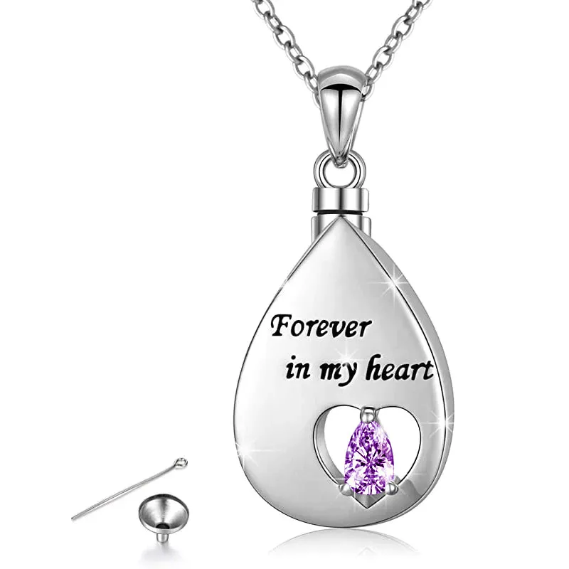 Heart Teardrop Urn Cremation for Ashes Memorial Keepsake 925 Sterling Silver Pendant Necklace for Women Men