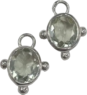 Heavenly London Silver / Green Amethyst Oval Detachable Drops For Huggies/hoop Earrings