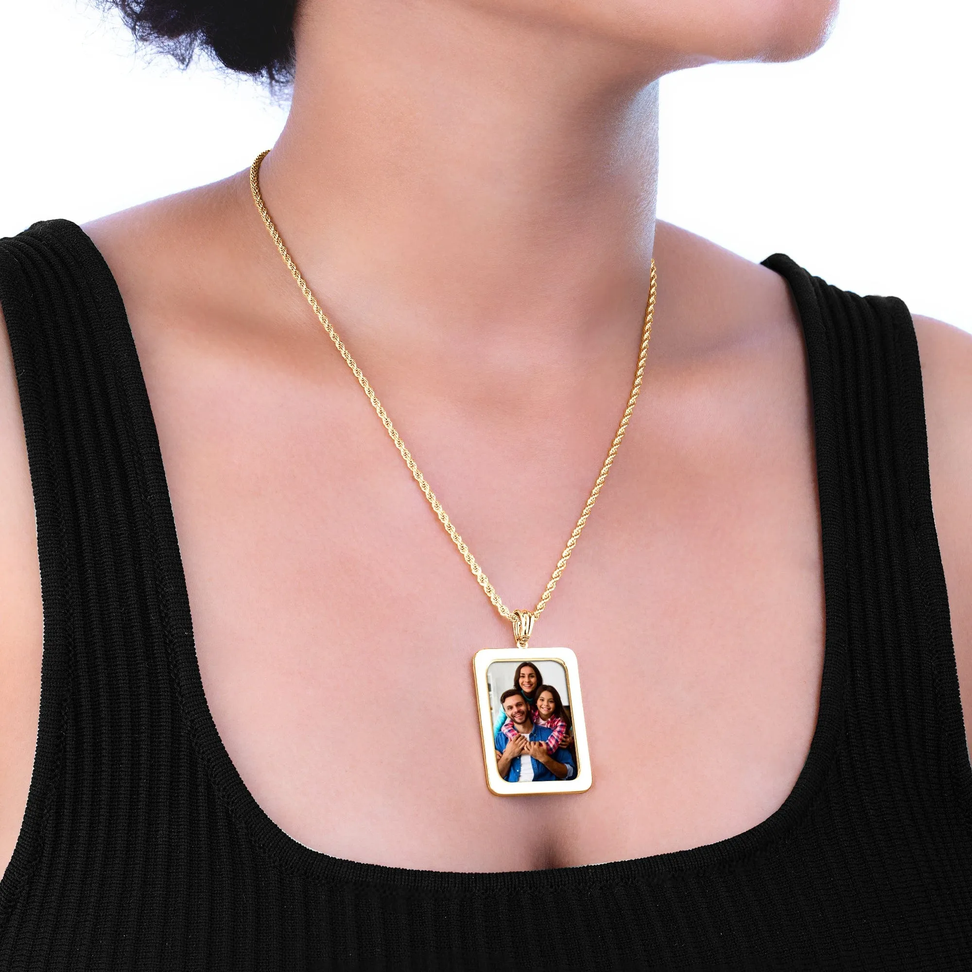 High Polished Rectangle Photo Pendant