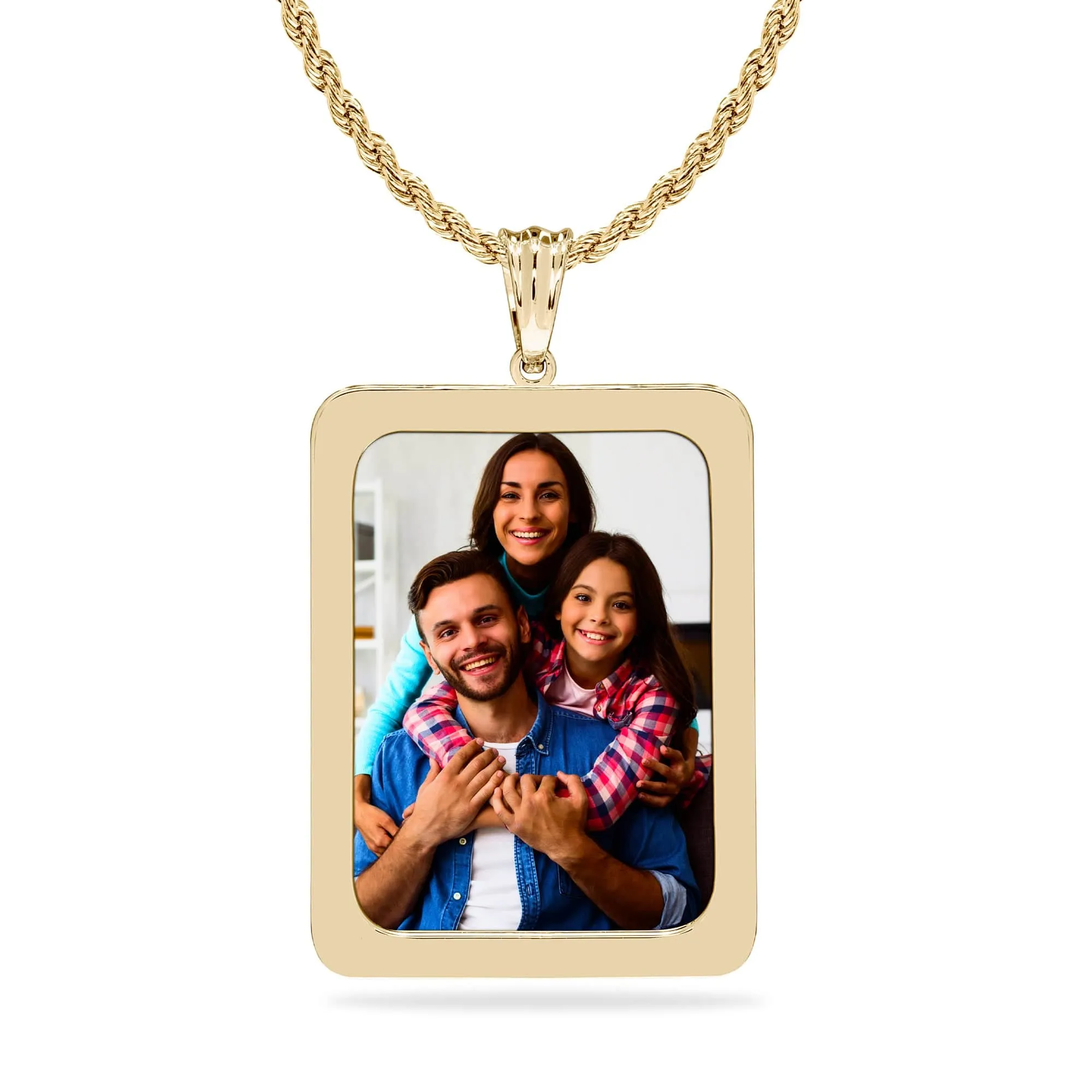 High Polished Rectangle Photo Pendant