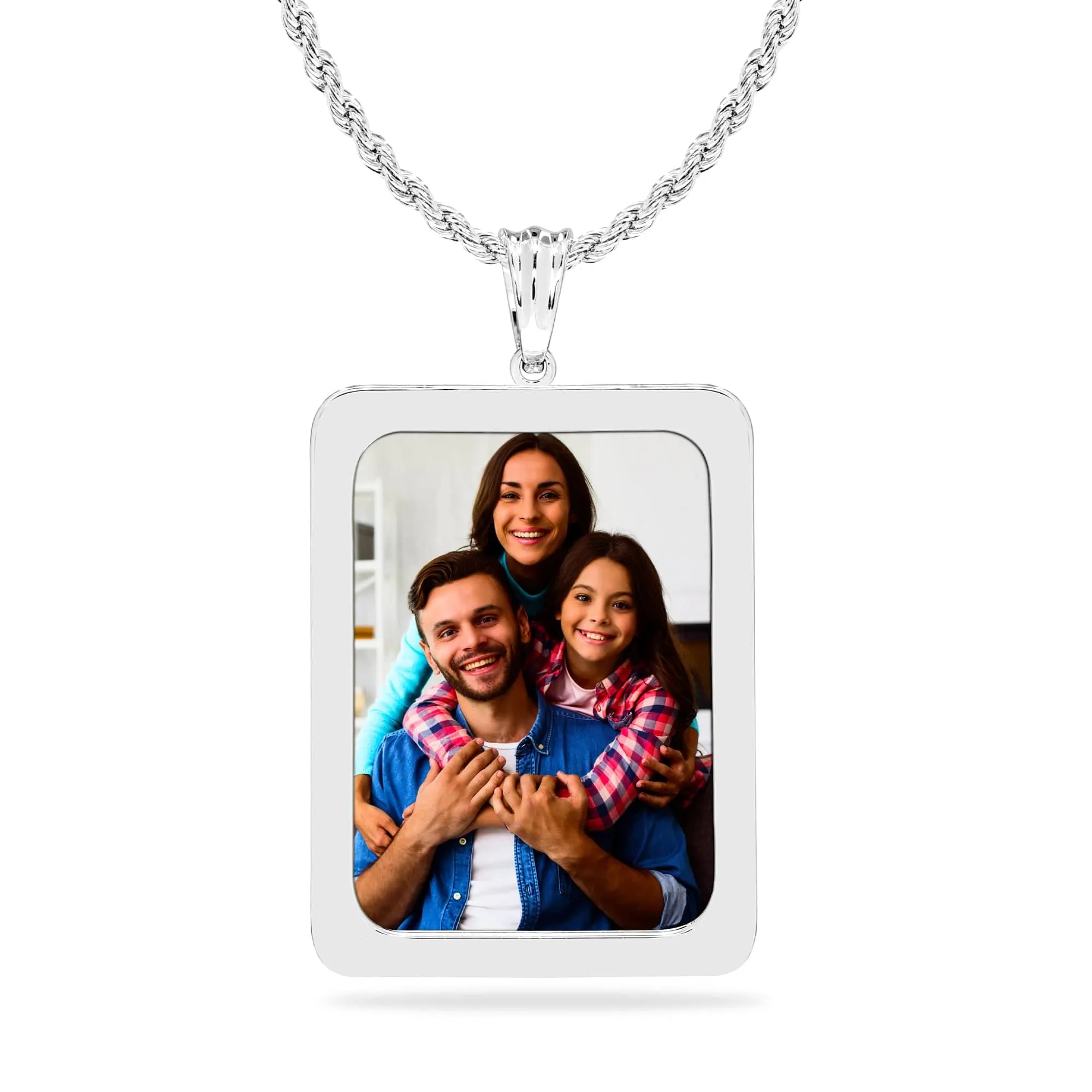 High Polished Rectangle Photo Pendant