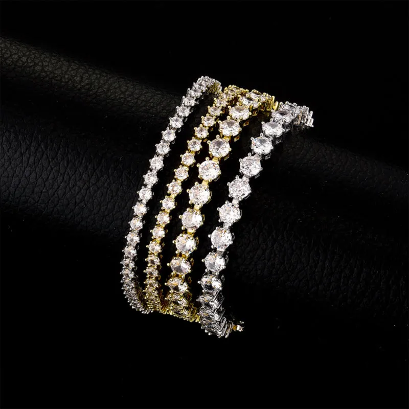 Hip Hop 3/4/5mm Six Prong Single Row Zircon Bracelet