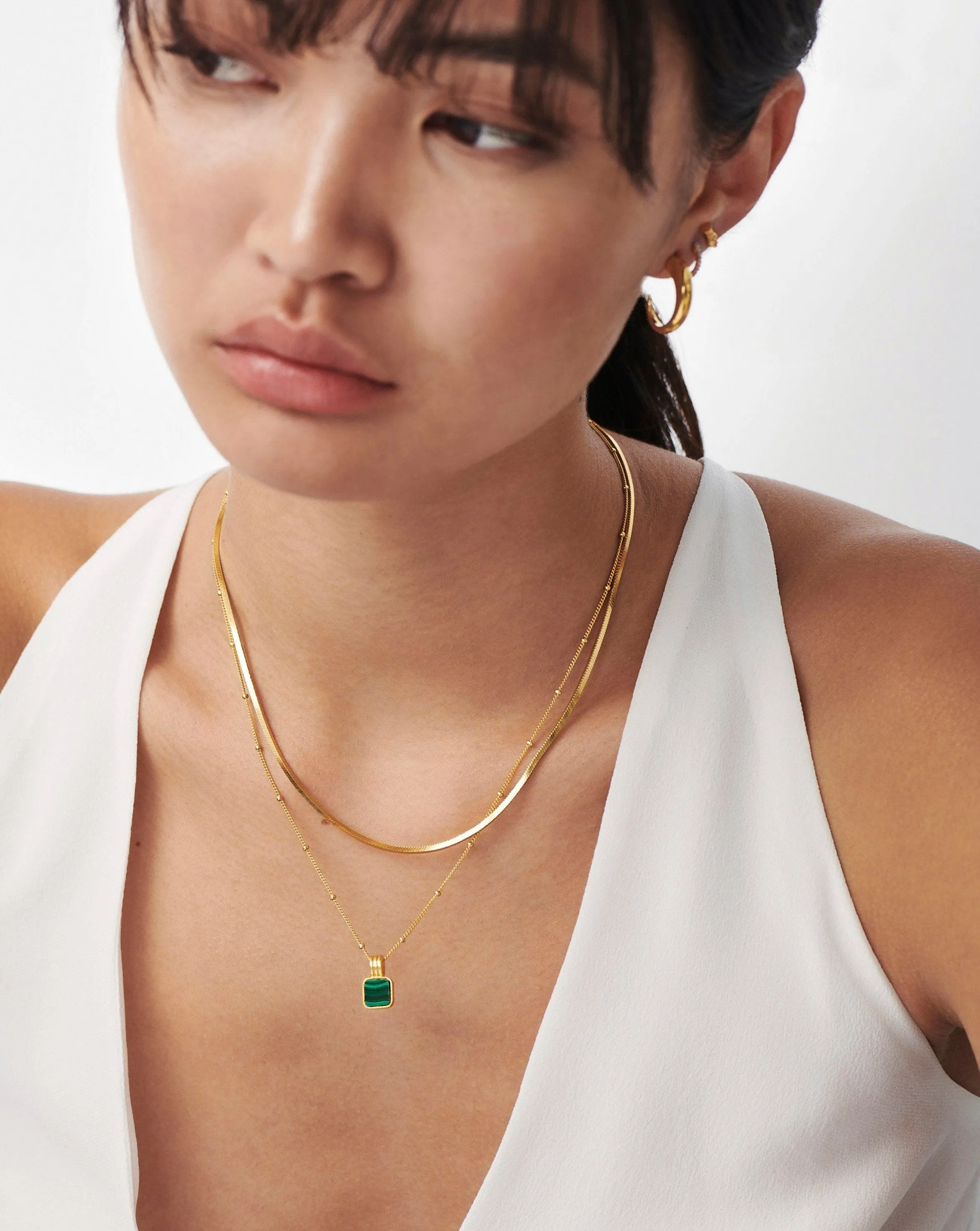 Iconic Lucy Williams Malachite Necklace Set | 18ct Gold Plated Vermeil/Malachite