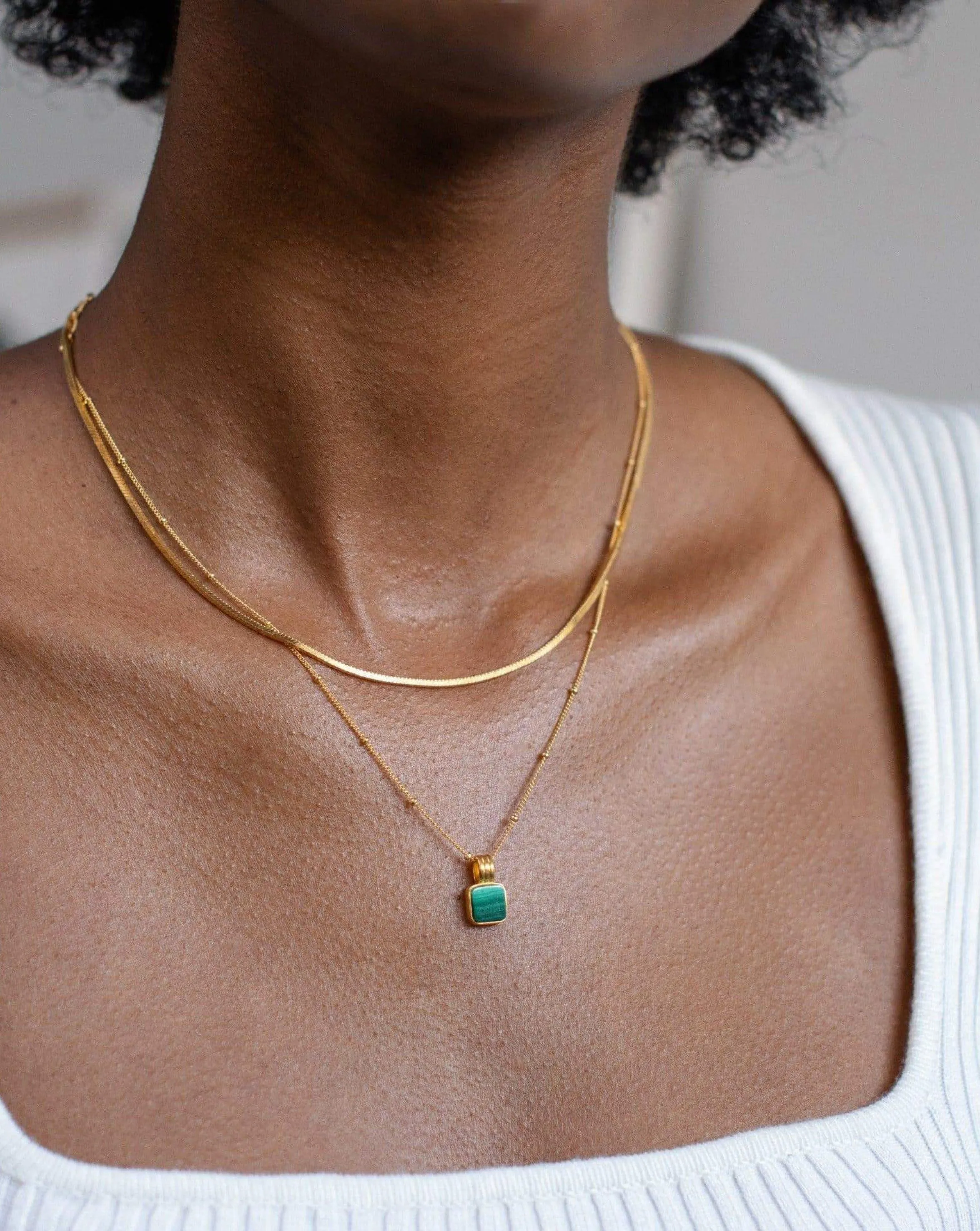 Iconic Lucy Williams Malachite Necklace Set | 18ct Gold Plated Vermeil/Malachite