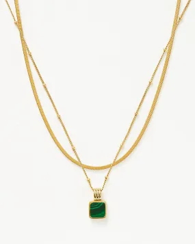 Iconic Lucy Williams Malachite Necklace Set | 18ct Gold Plated Vermeil/Malachite