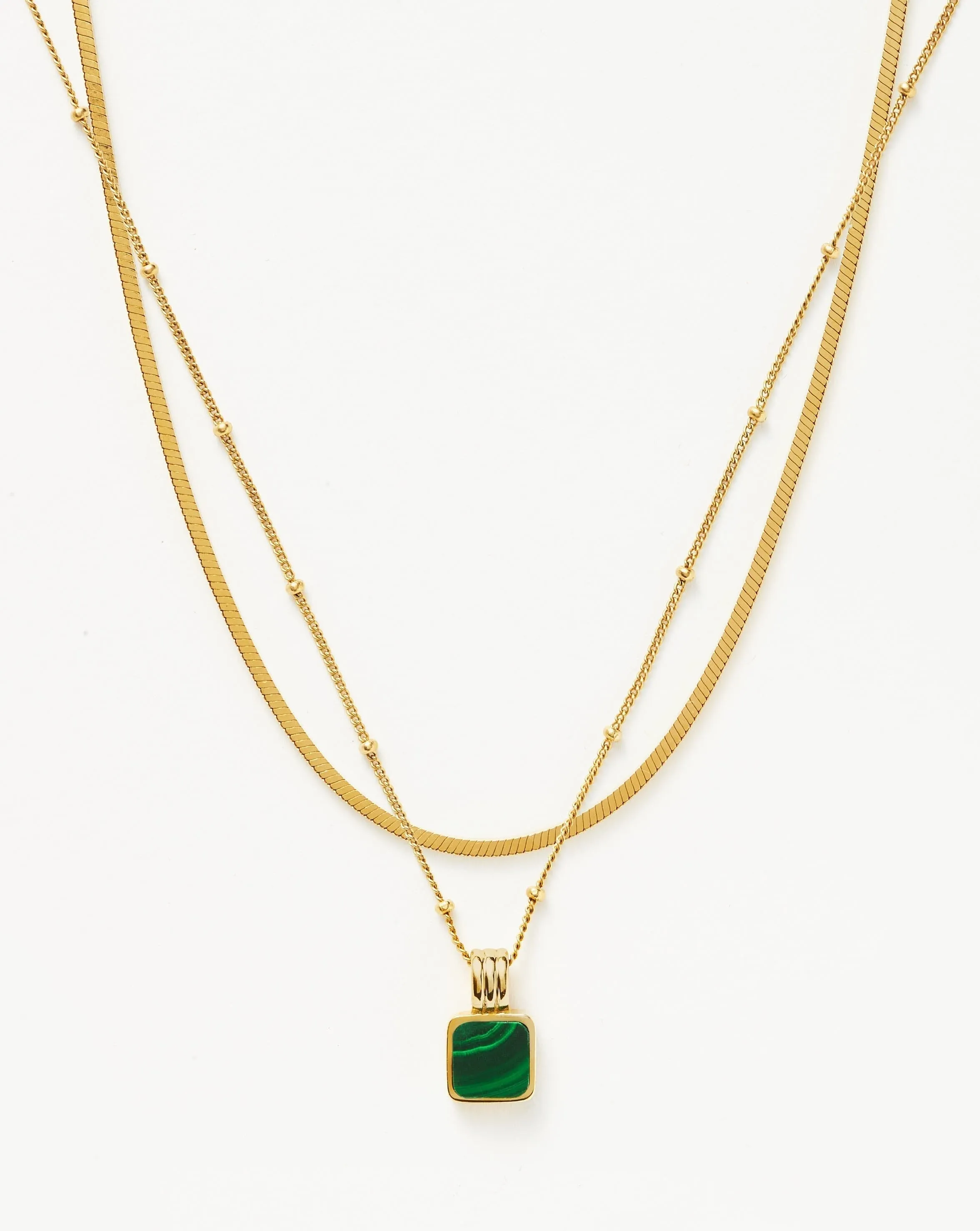 Iconic Lucy Williams Malachite Necklace Set | 18ct Gold Plated Vermeil/Malachite