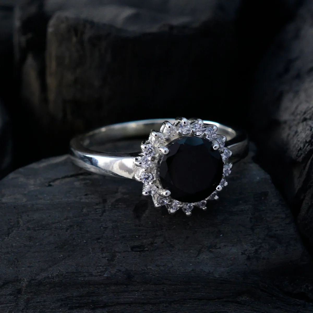 Indian Stone Black Onyx 925 Sterling Silver Ring Jewelry Factory