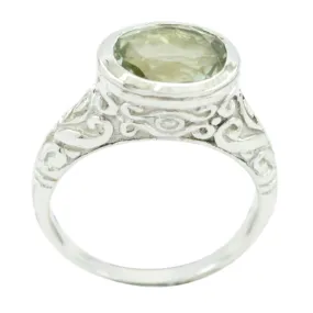 Inviting Gems Green Amethyst Sterling Silver Ring Great Selling Item