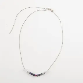 Iolite, Ruby & Flourite Adjustable Slide Chain Gemstone Necklace