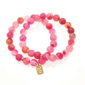 Iridescent Pink Beads with 14K Gold and Diamonds