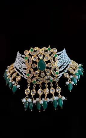 Jahaan hyderabadi choker - green( SHIPS IN 4 WEEKS )