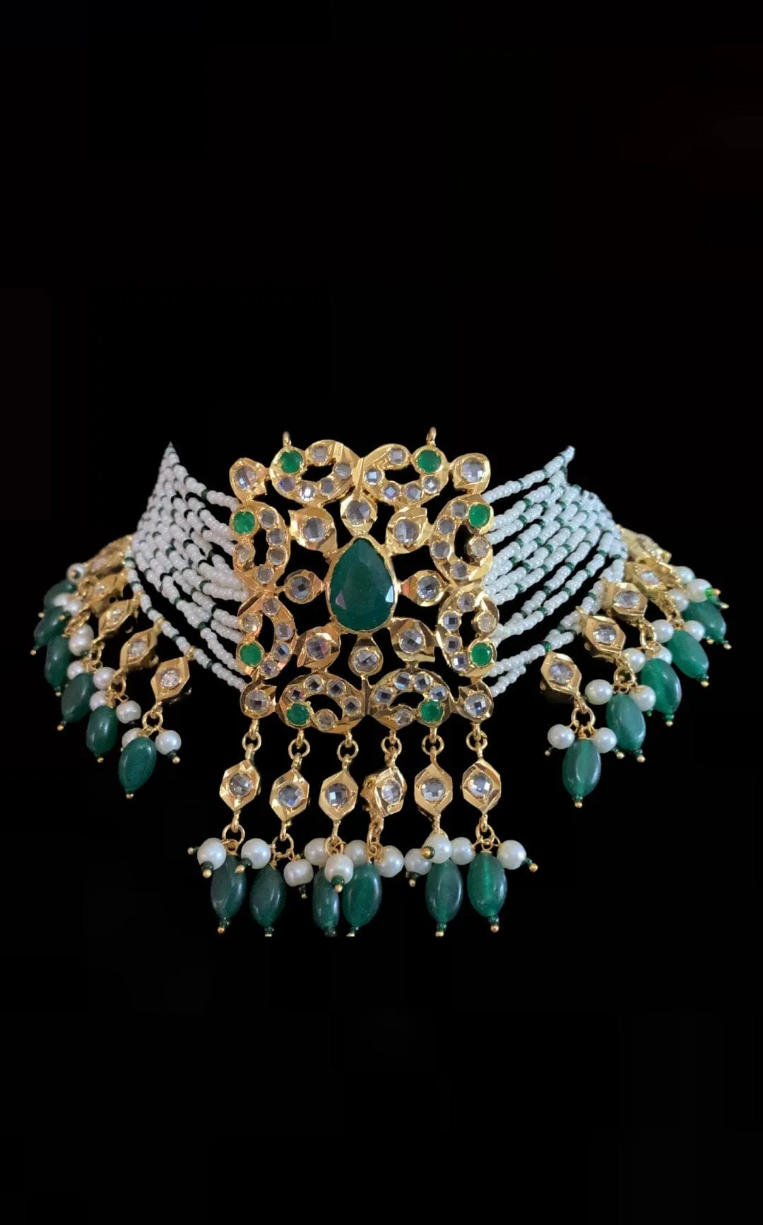 Jahaan hyderabadi choker - green( SHIPS IN 4 WEEKS )