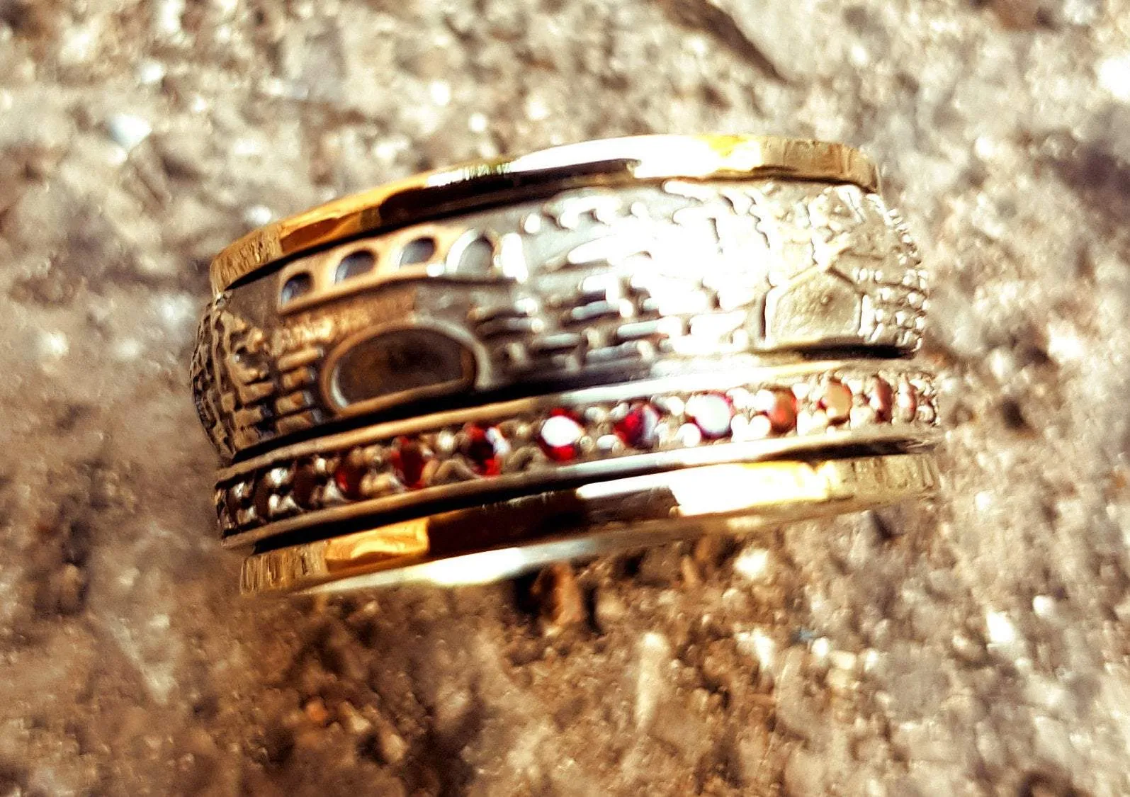 Jerusalem Ring / spinner ring for woman /  ring silver gold 9kt  / Israeli jewelry / meditation rings / Israeliche schmuck