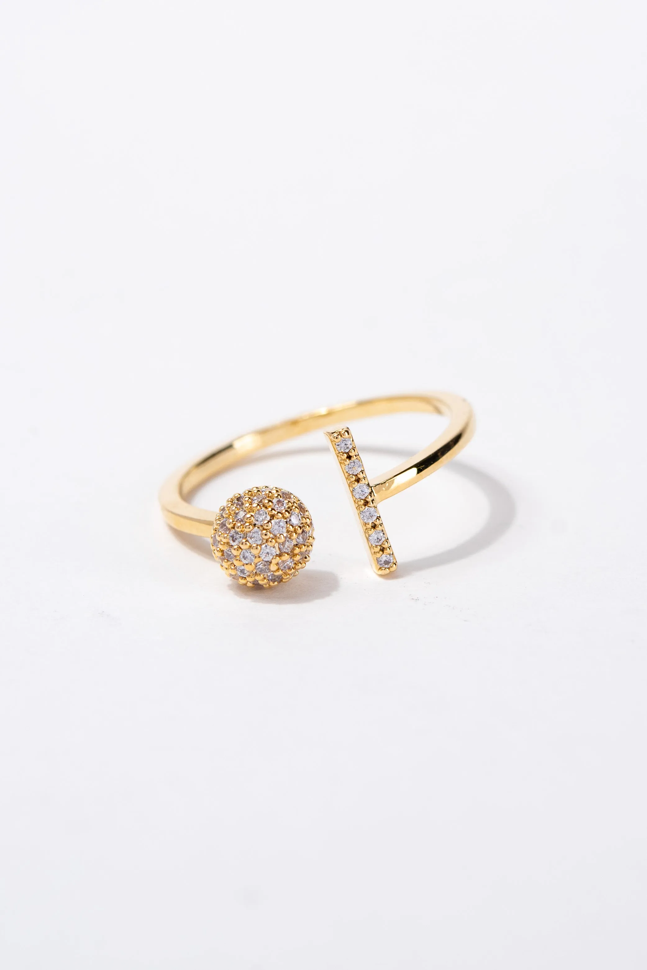 Kelly CZ Rhinestone Cuff Elegant Ring