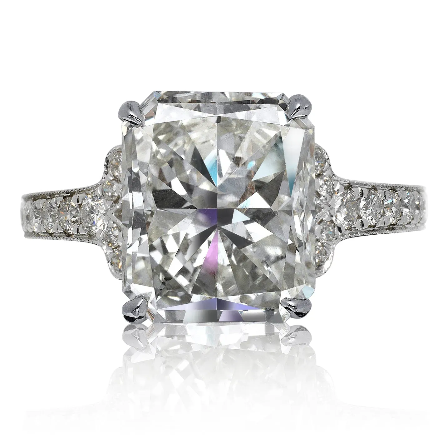 KIRA 6 CARAT RADIANT CUT H COLOR VS1 CLARITY DIAMOND ENGAGEMENT RING 18K WHITE GOLD BY MIKE NEKTA