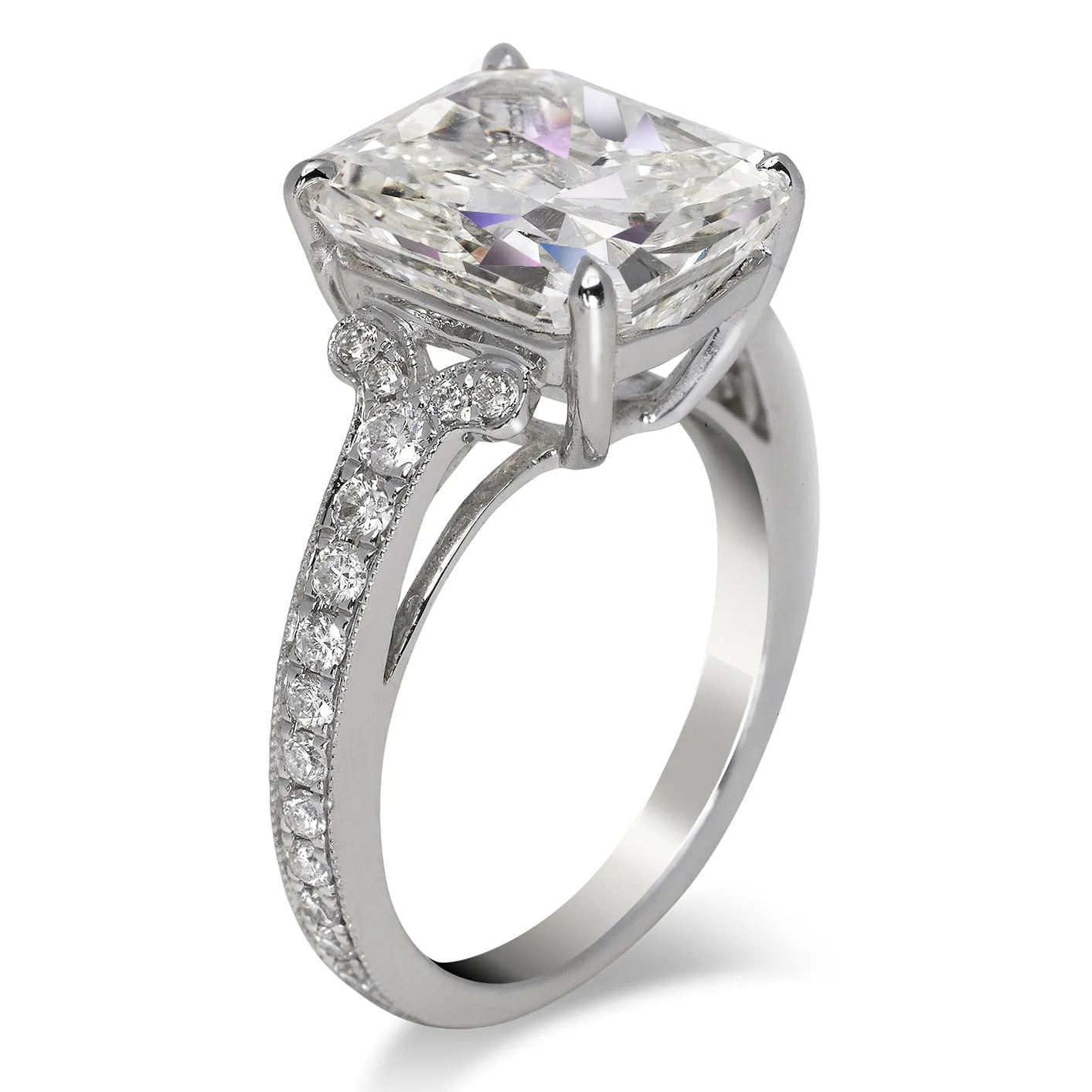 KIRA 6 CARAT RADIANT CUT H COLOR VS1 CLARITY DIAMOND ENGAGEMENT RING 18K WHITE GOLD BY MIKE NEKTA