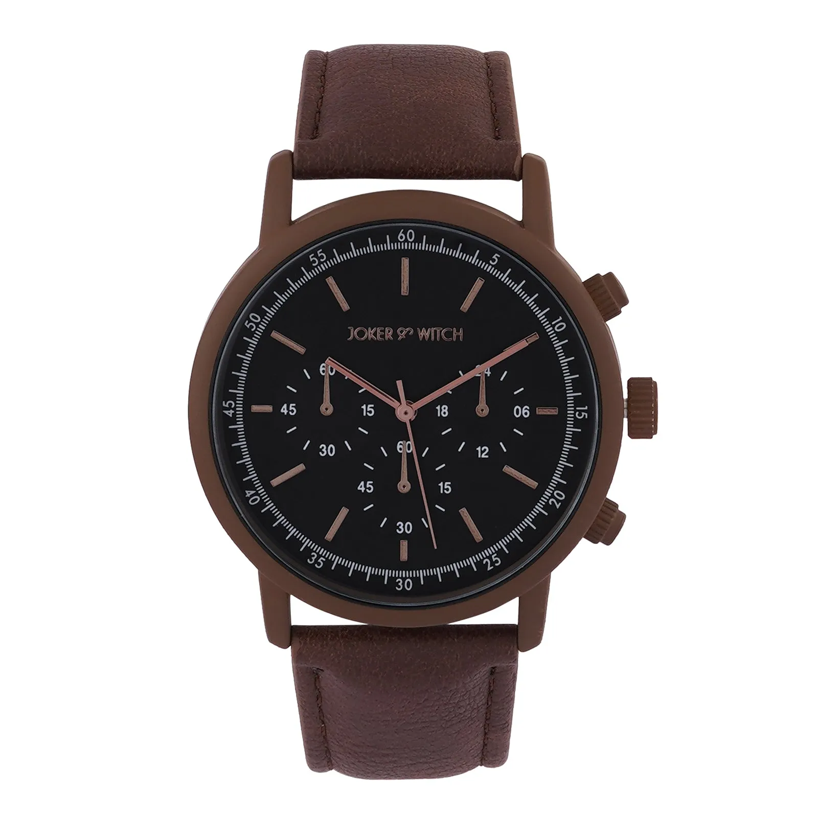 Laanda Black Dial Dark Brown Pu Strap Watch