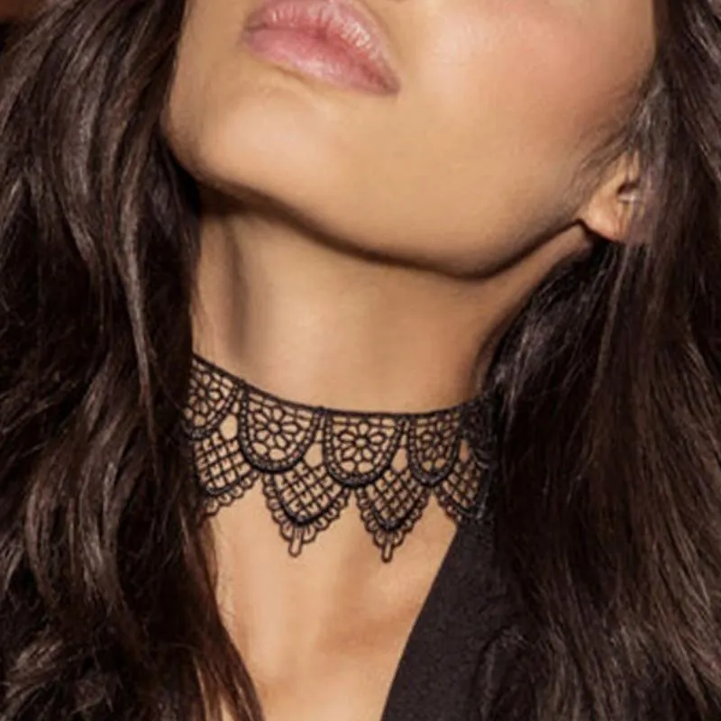 Lacy Behavior Black Choker Necklace