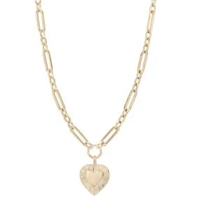 Large Multi Link Chain & Heart Pendant Necklace