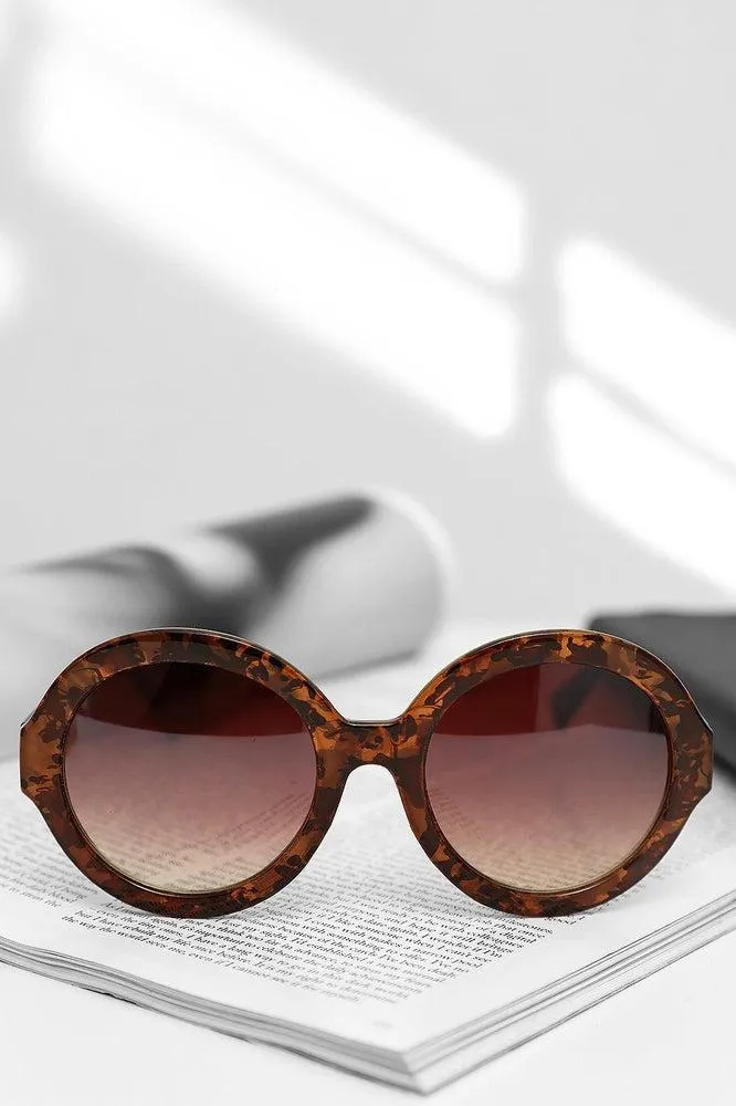 Large Round Marble Print Sunglasses