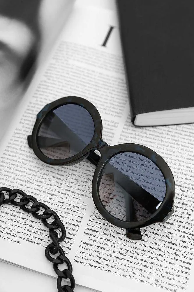 Large Round Marble Print Sunglasses