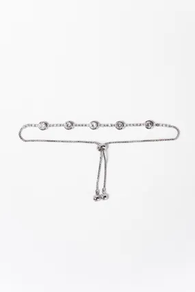 Laura Solitaire Bezzle Adjustable Bracelet - Silver