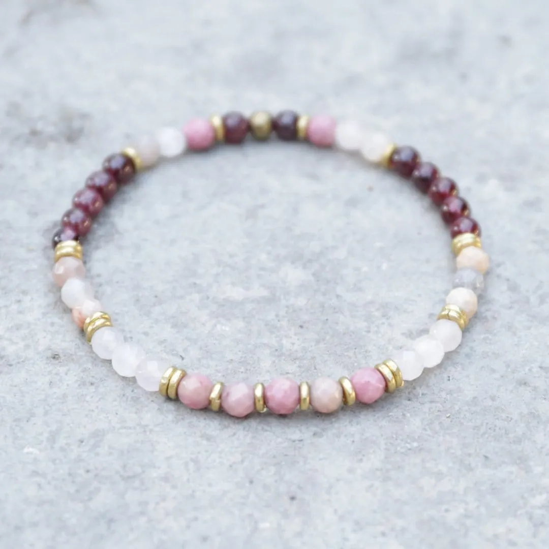 Love & Self Love Garnet and Rose Quartz Delicate Bracelet