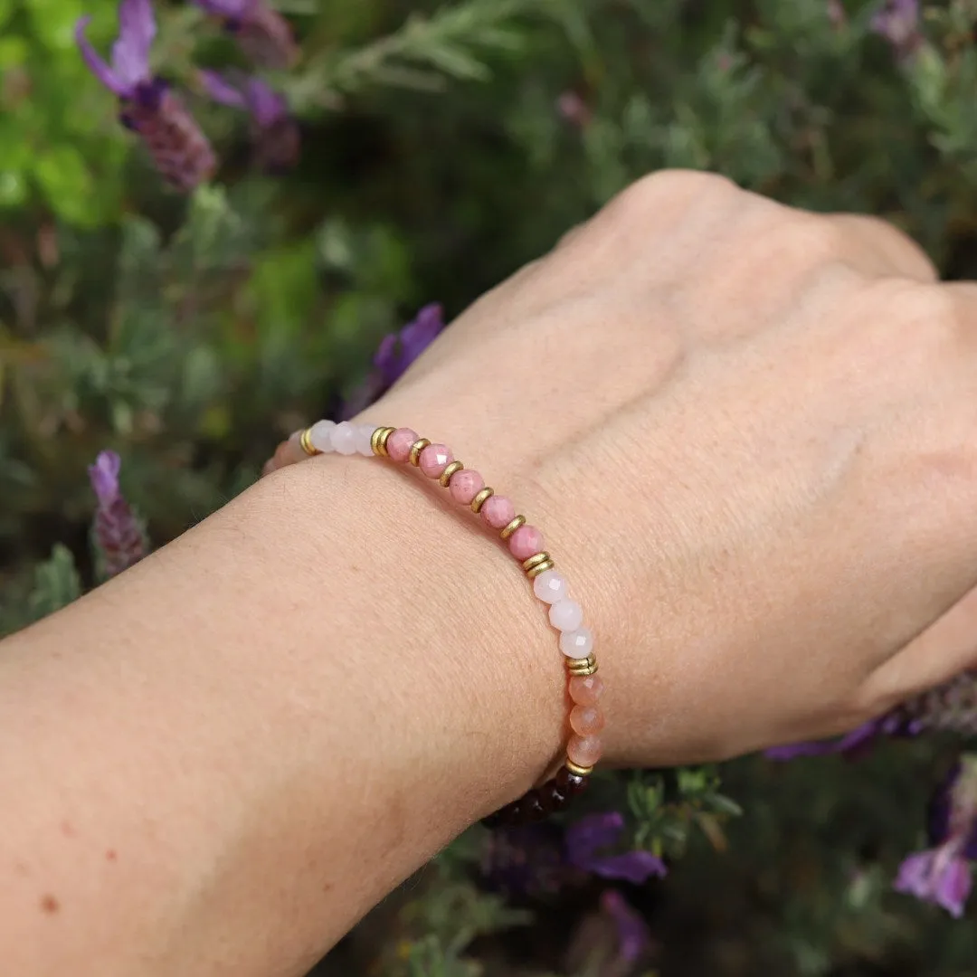 Love & Self Love Garnet and Rose Quartz Delicate Bracelet