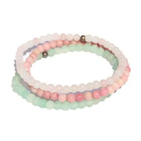 Love Rose Quartz Aventurine & Rhodonite Bracelet Set