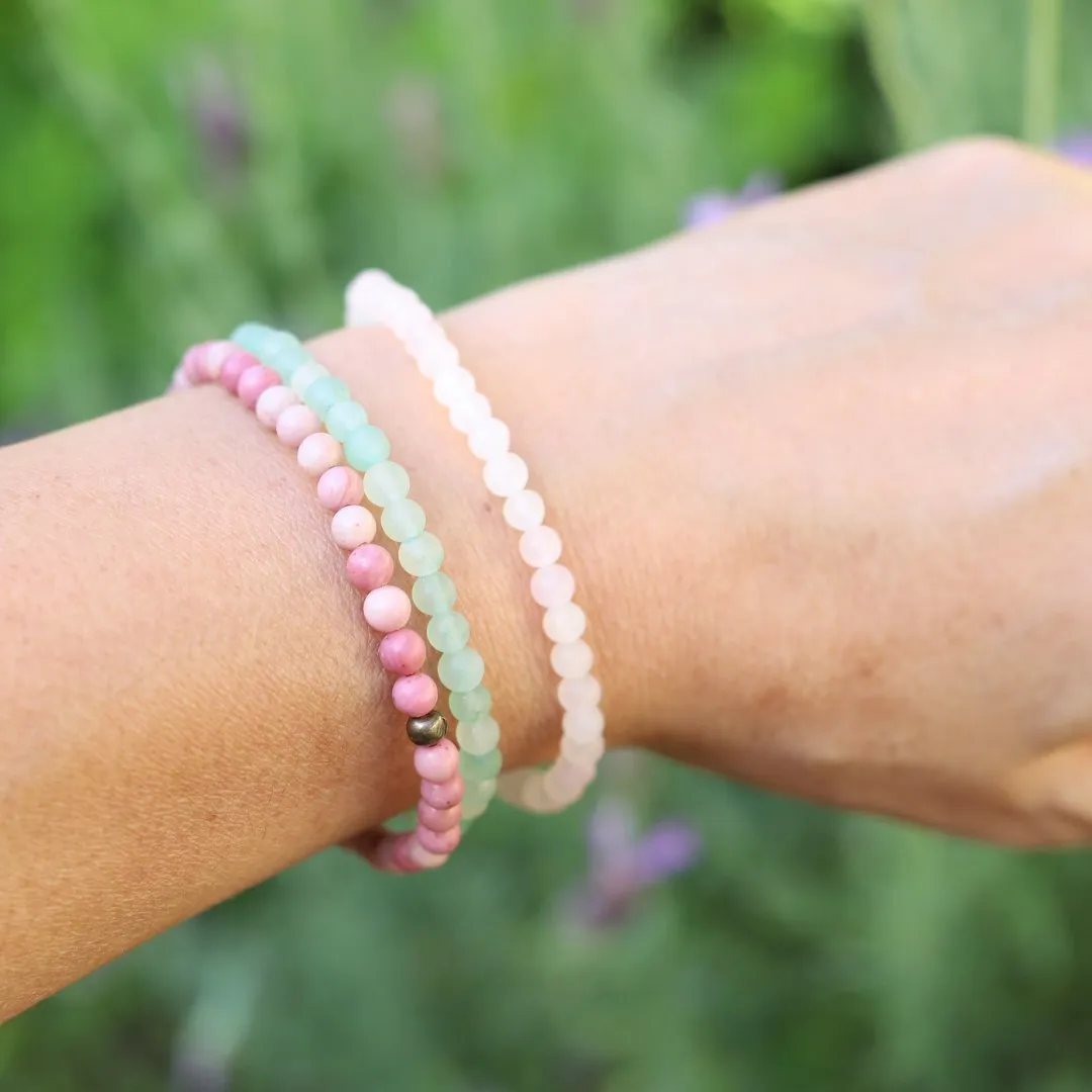 Love Rose Quartz Aventurine & Rhodonite Bracelet Set