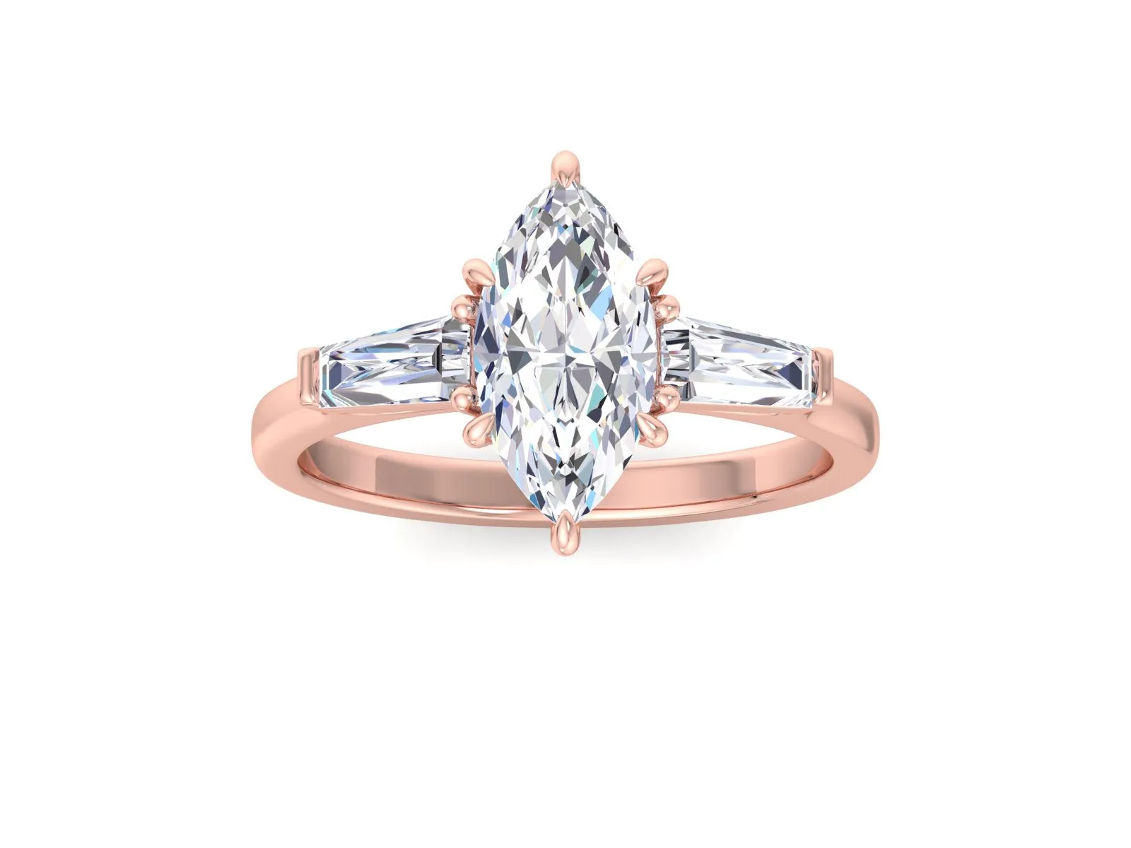 Marquise Three Stone Moissanite Engagement Ring