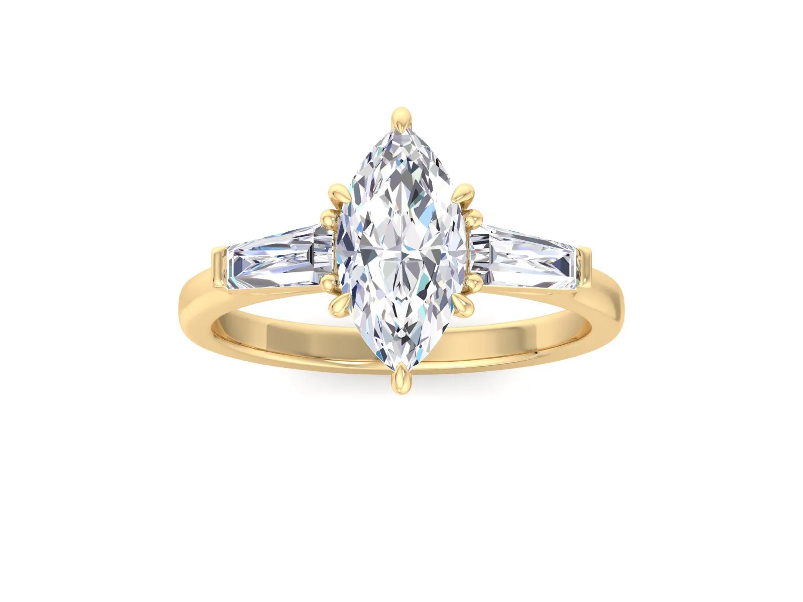 Marquise Three Stone Moissanite Engagement Ring