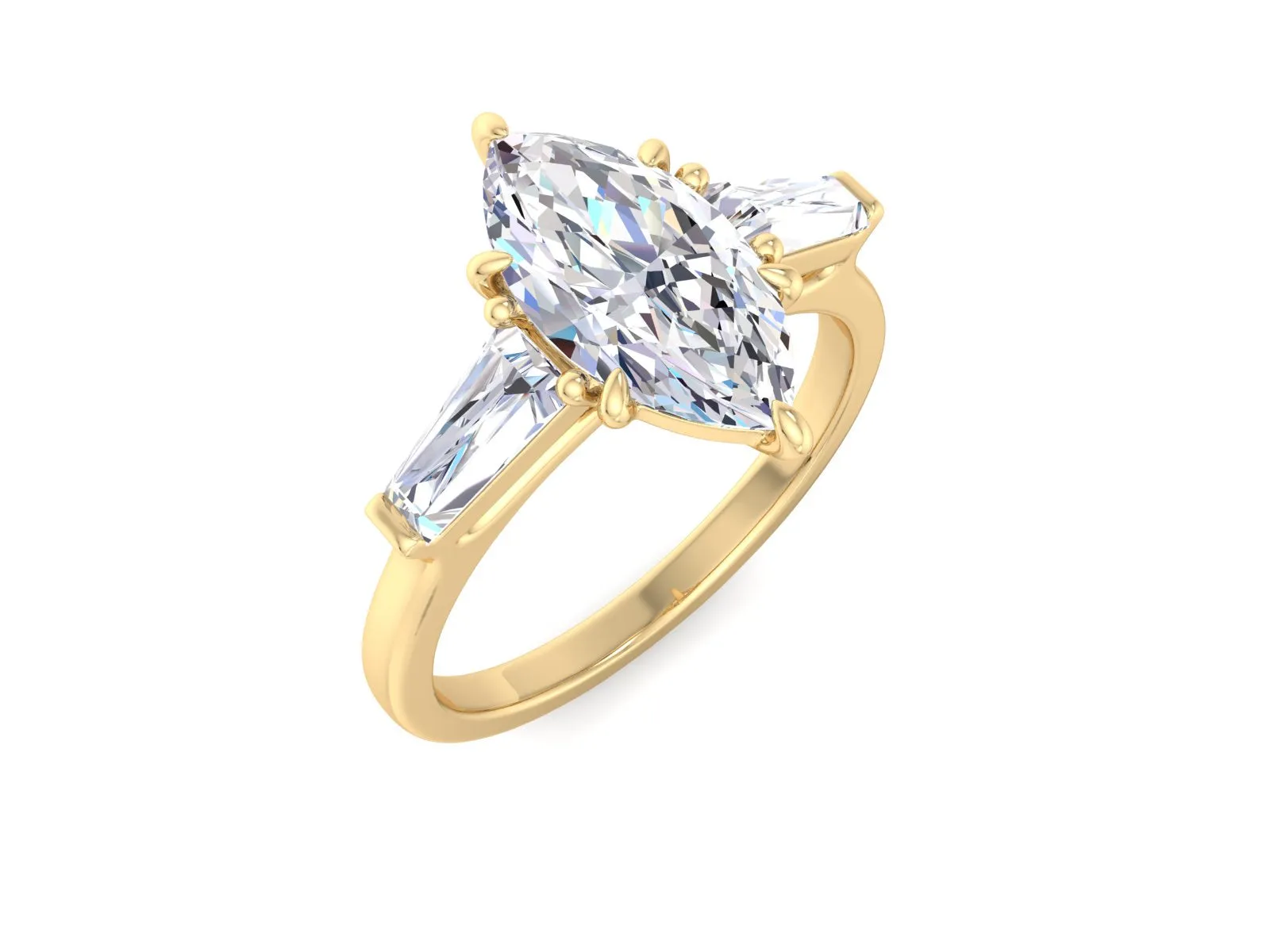 Marquise Three Stone Moissanite Engagement Ring