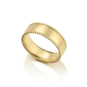 Men's Beaded Brushed Gold Band