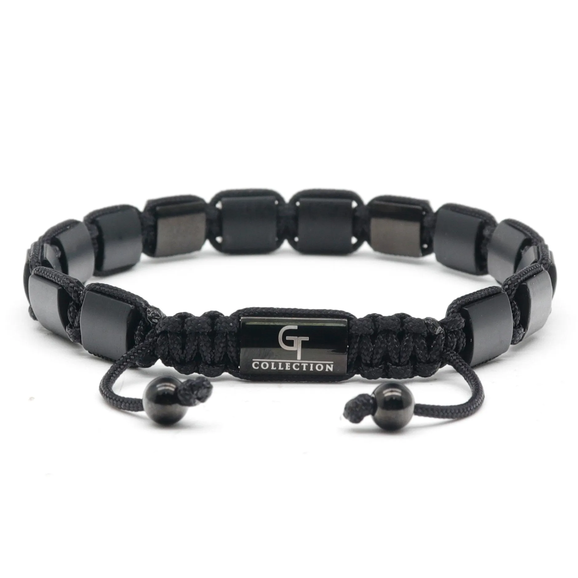 Men's MATTE ONYX Flat bead Bracelet - One Size Fits All