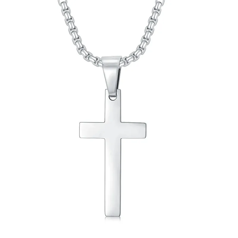 Men's Silver Cross Necklace Gifts for Him Cross for Men Crosses Gift for Bro Son Bff