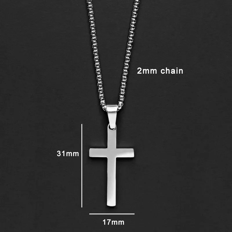 Men's Silver Cross Necklace Gifts for Him Cross for Men Crosses Gift for Bro Son Bff