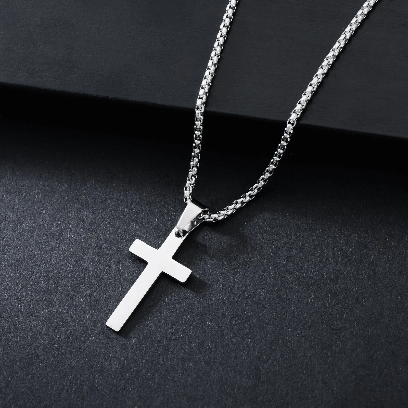 Men's Silver Cross Necklace Gifts for Him Cross for Men Crosses Gift for Bro Son Bff