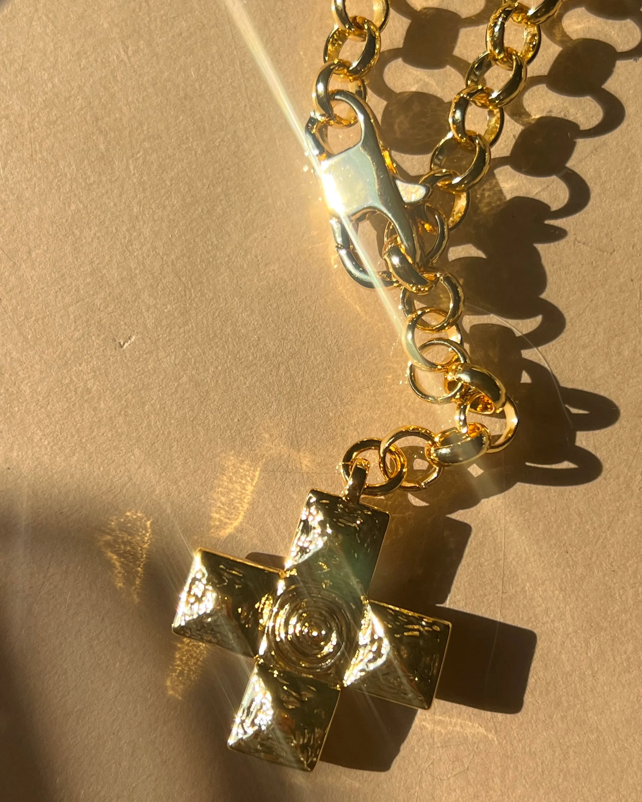 Molten Cross Pendant Necklace- Gold