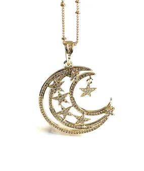 Moon Necklace Gold, Crescent Moon Necklace, Crescent Moon Gold Chain Necklace, Half Moon and Star, Celestial Jewelry, Constellation Charm